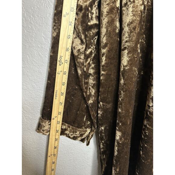 Davi & Dani Brown Crushed Velvet Button Up Tunic Shirt Dress Holidays Party 1XL - Picture 10 of 11
